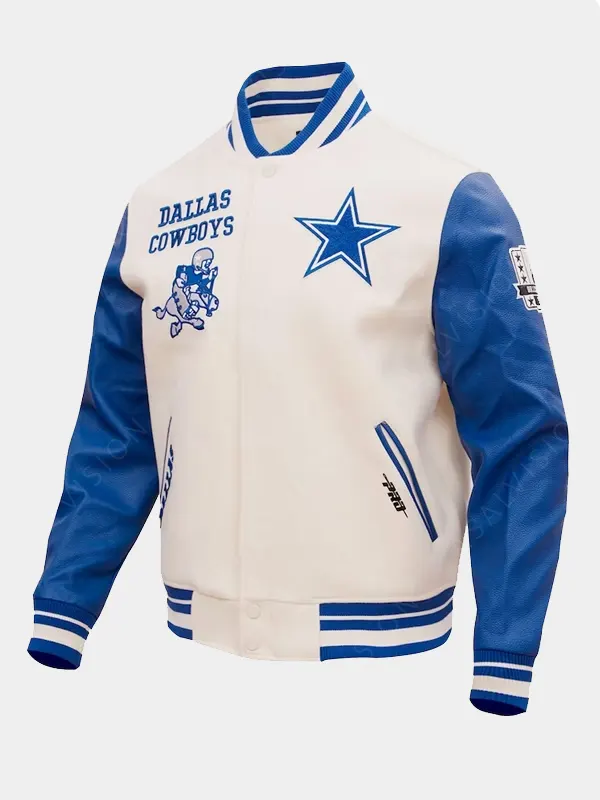 Mens Dallas Cowboys Blue And White Varsity Jacket