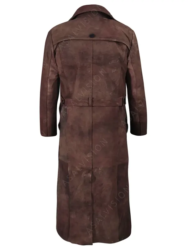 Men's Duster Sheepskin Leather Dark Brown Trench Coat