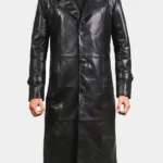 Ralph Long Black Leather Trench Coat