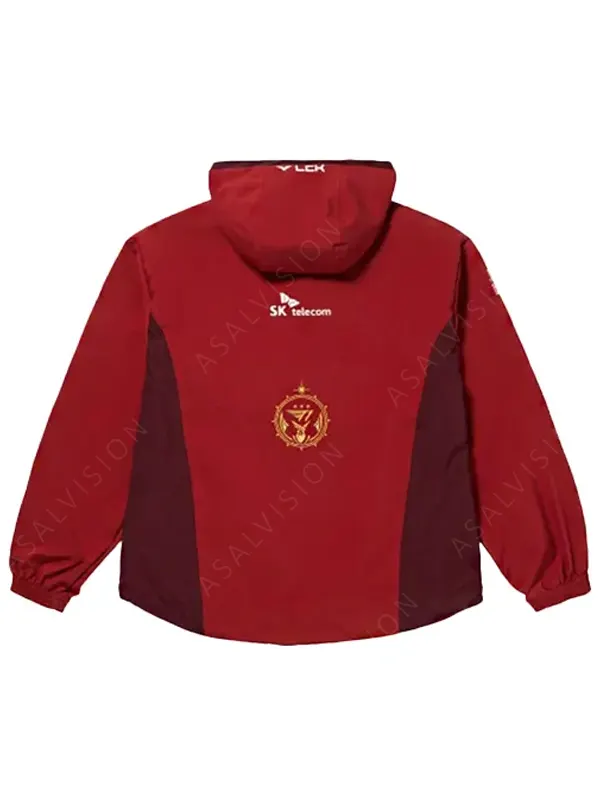 Red 2023 T1 Uniform Worlds Jacket With Hood