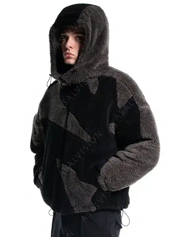 Weyz Fluffy Unisex Sherpa Black Hooded Jacket