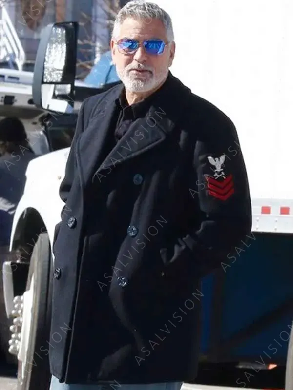 George Clooney Movie Wolves 2024 Black Wool Coat