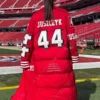 Kristin Juszczyk 49ers Red Long Puffer Coat