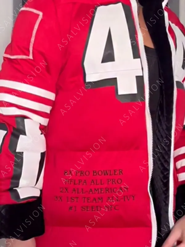 Men And Women NFL San Francisco SF 49ers Kristin Juszczyk Puffer Jacket