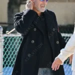 Wolves 2024 George Clooney Black Trench Coat