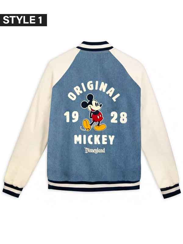 Disney World Mickey Mouse Denim Varsity Vintage Jean Bomber Jacket