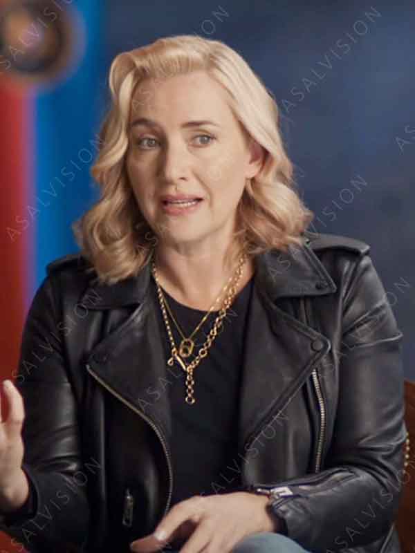 Kate Winslet TV Series The Regime Chancellor Black Leather Jacket