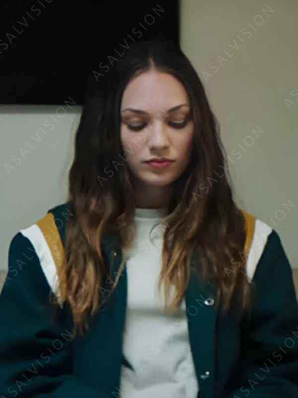 Lindy Movie Fitting In Maddie Ziegler Green Varsity Bomber Jacket