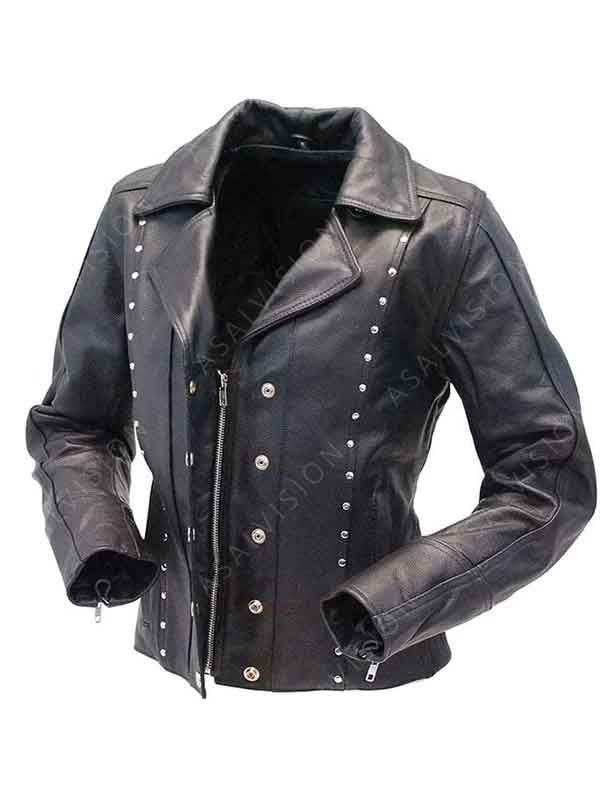 Studded Black Genuine Leather Biker Jacket