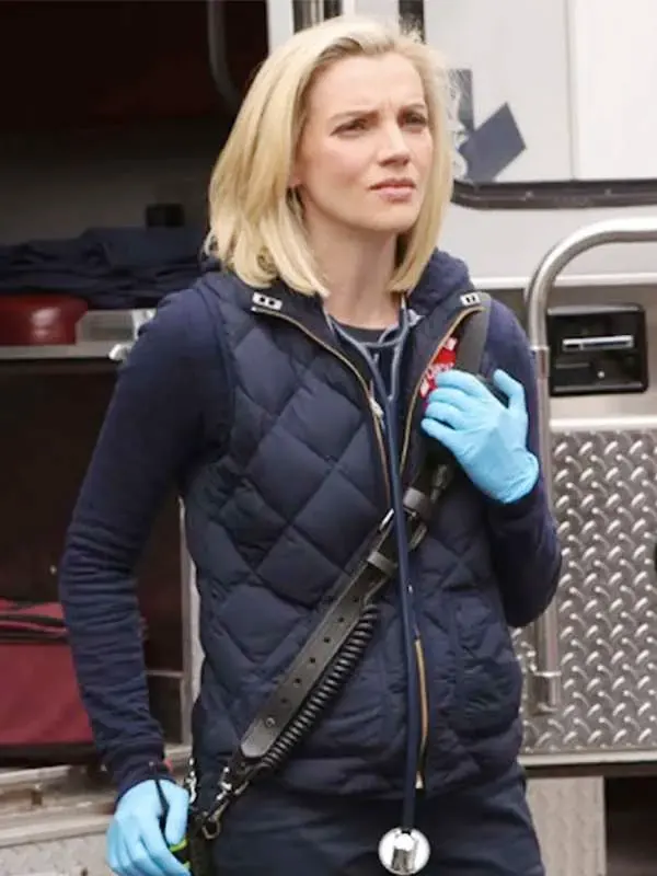 TV Series Chicago Fire S12 Kara Killmer Quilted Vest With Hoodie