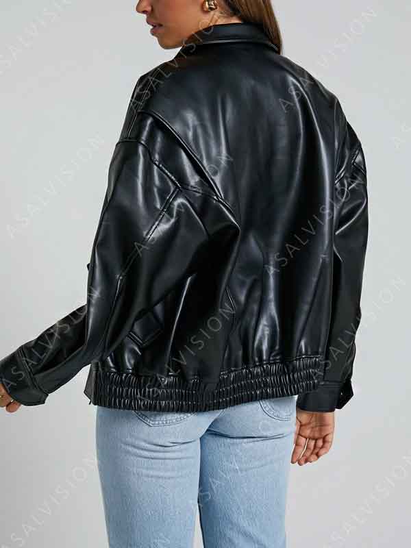 Women’s Lioness Kenny Black Leather Bomber Jacket