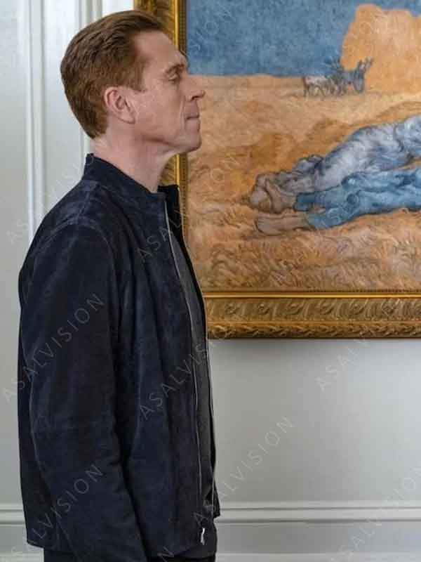Bobby Axelrod TV Series Billions S05 Damian Lewis Blue Suede Leather Jacket