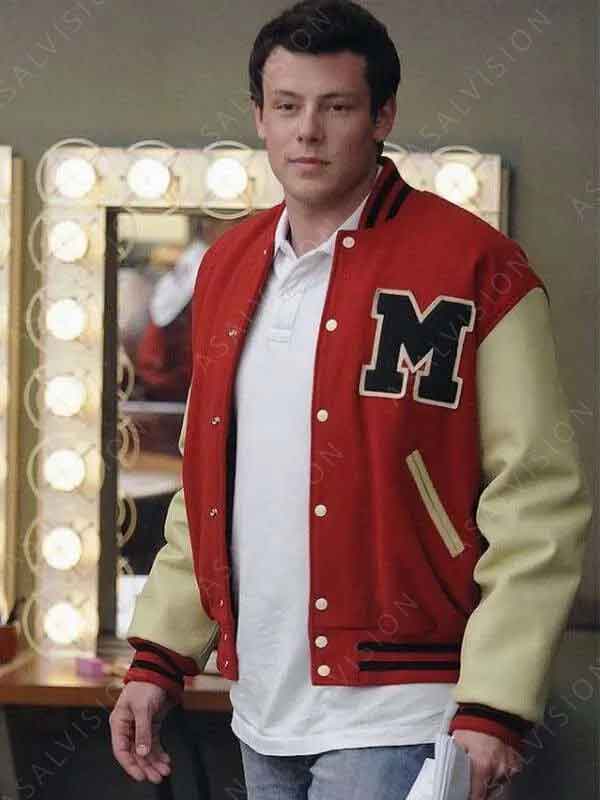 Finn Hudson Glee Cory Monteith Letterman Bomber Jacket