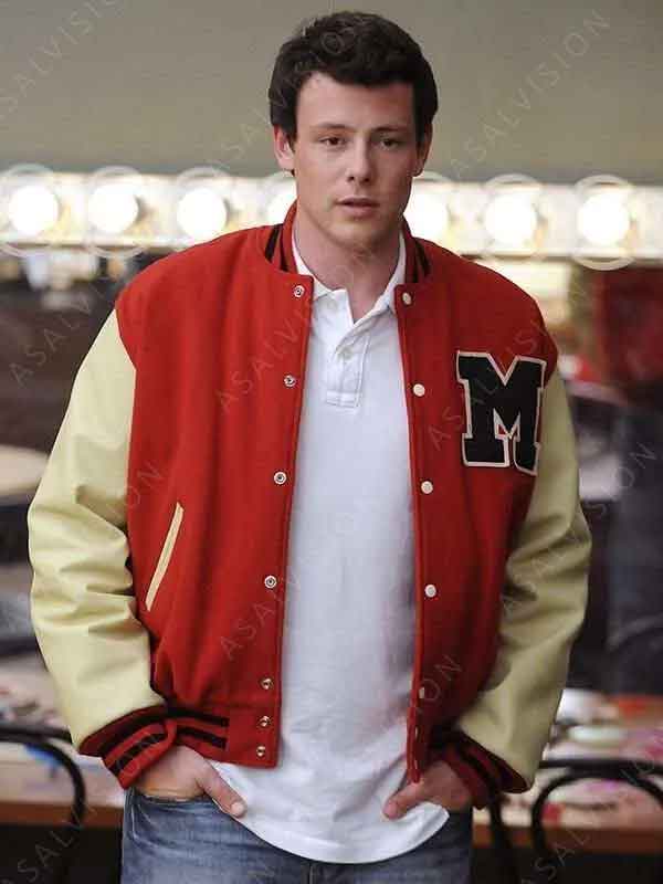 Finn Hudson Glee Cory Monteith Letterman Bomber Jacket