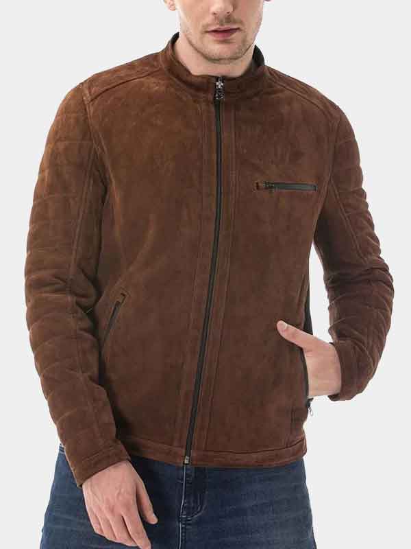 Mens Brown Vintage Suede Leather Jacket