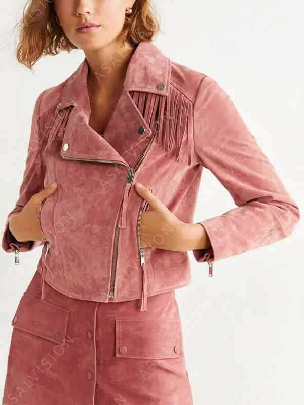 Pink Suede Fringe Jacket