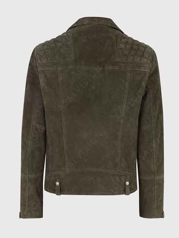 Suede Biker Motorcycle Quilted Leather Jacket For Mens