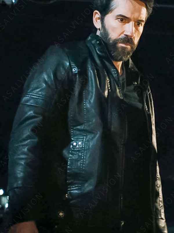 The Reaper Movie Lights Out 2024 Scott Adkins Black Leather Jacket