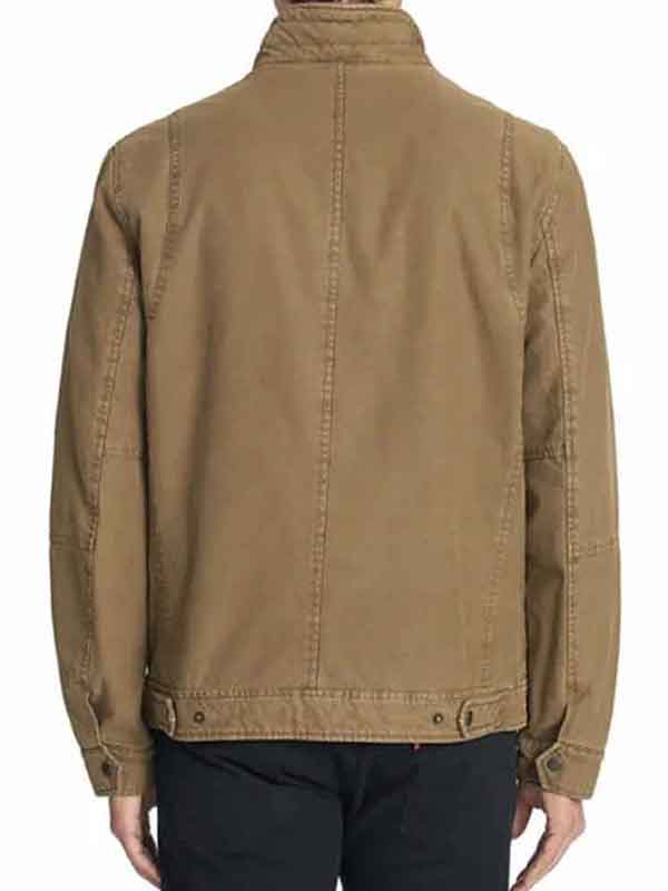 Lightweight Khaki Cotton Stand Collar Jacket